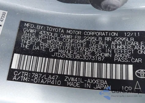 2012 Toyota Prius V Five from USA, damaged, VIN JTDZN3EU8C3073187